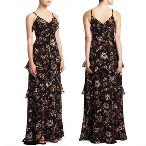 A.L.C. Zaydena Ruffle Floral Silk Maxi Dress (Size 8)
